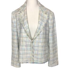 Pamela McCoy Collections Size Large Tweed Blazer-Fringe and Ribbon Trim